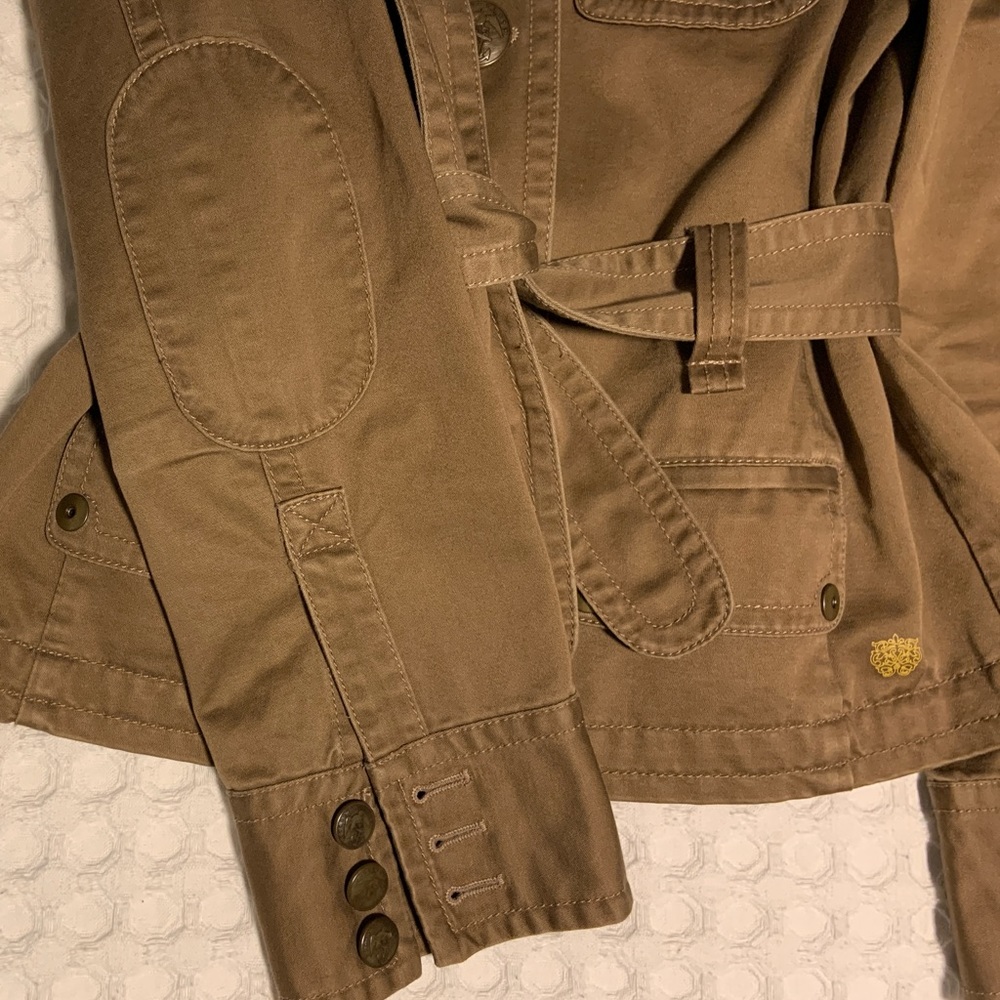 J Crew Tan Safari Style Belted Button Front Cotton Jacket S - Picture 8 of 13